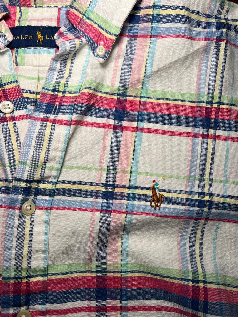 Ralph Lauren Pastel Multicolor Plaid Button-Down Shirt